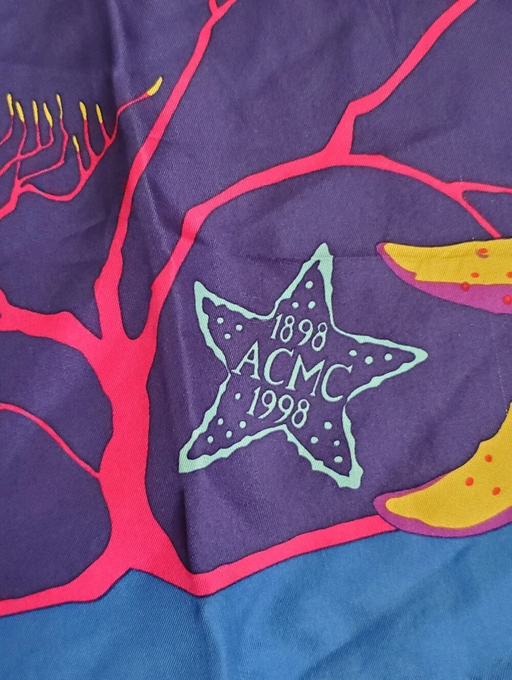90s Vintage Starfish Seascape Silk Square Scarf